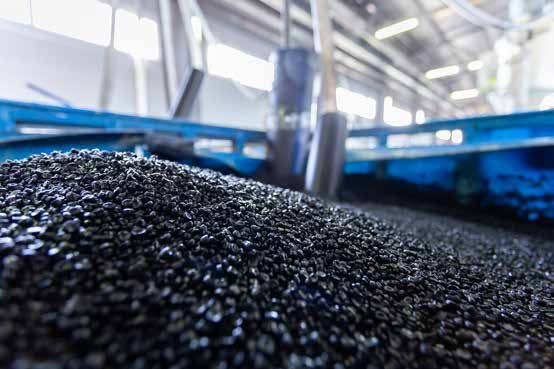 Conductive compound pellets on a production line