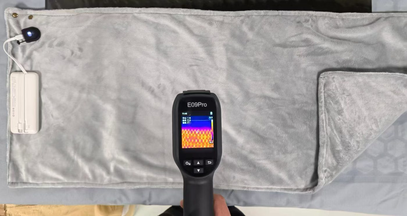 Heated shawl under thermal camera